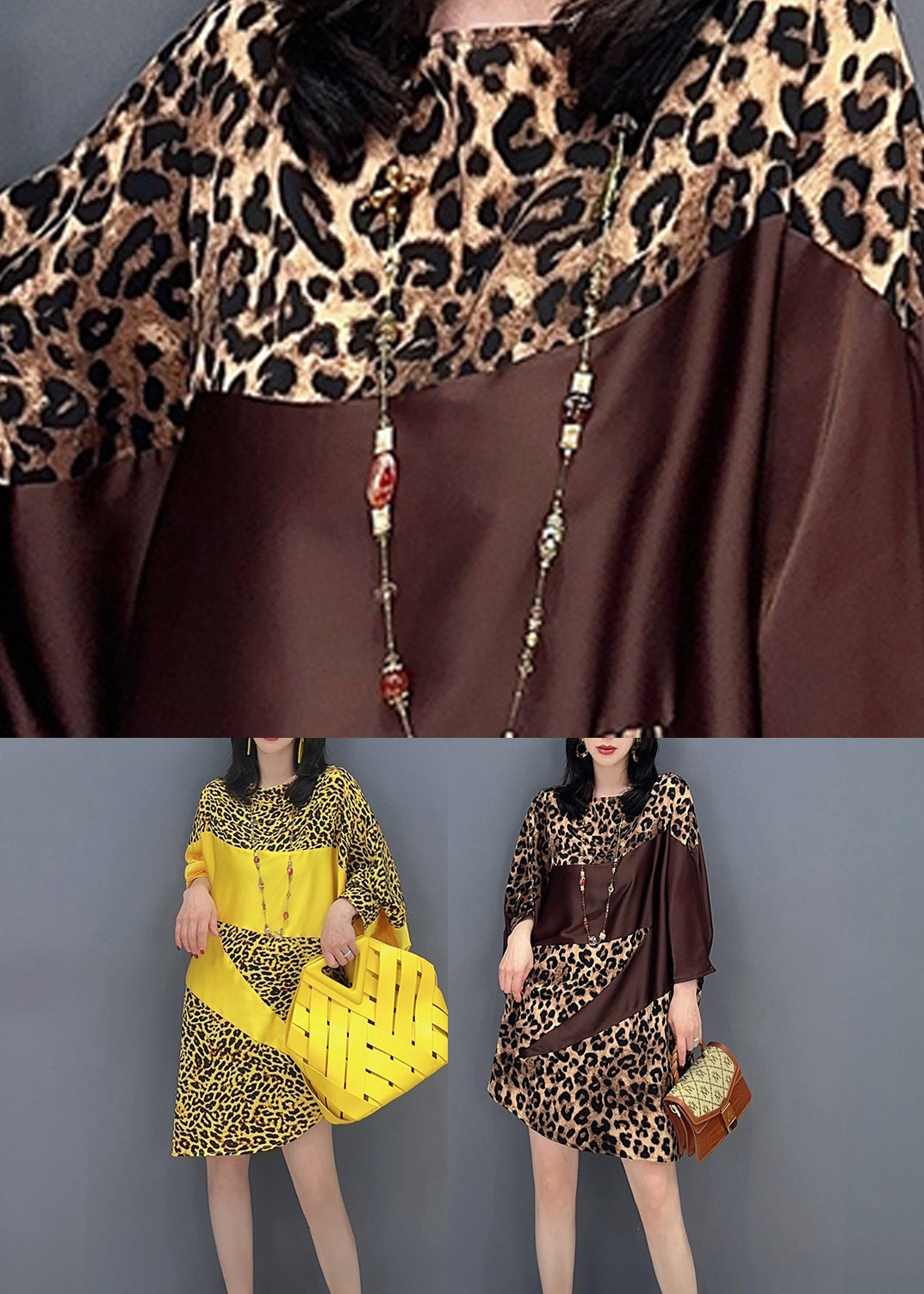 Beau chocolat O-Leck Leopard Imprimé robes maxi printemps