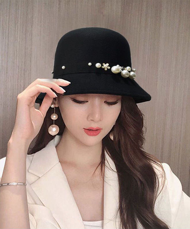 Beautiful Mulberry Pearl Fine Woolen Cloche Hat