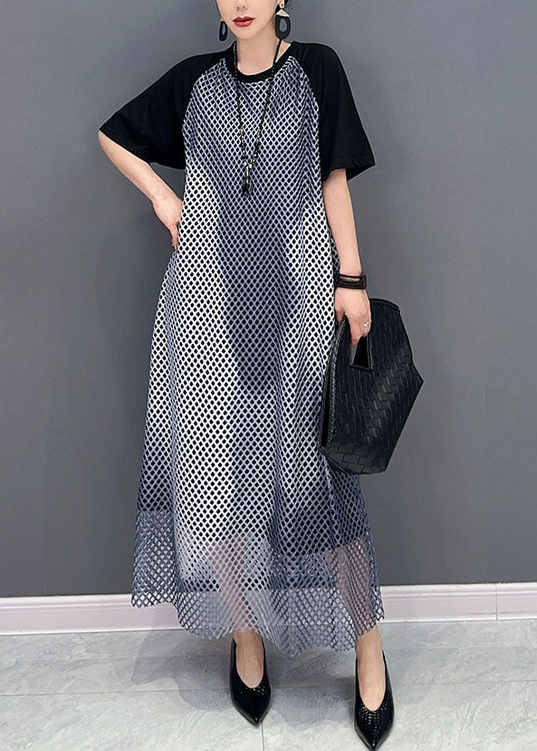 Patchwork noir robes maxi maxi o