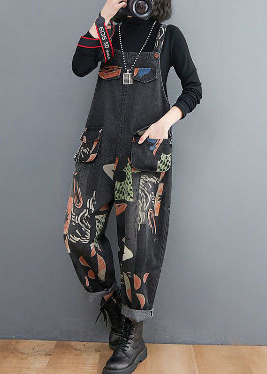 Black Primp Patchwork Denim Jumps Curchs Pockets Spring