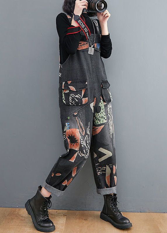 Black Primp Patchwork Denim Jumps Curchs Pockets Spring