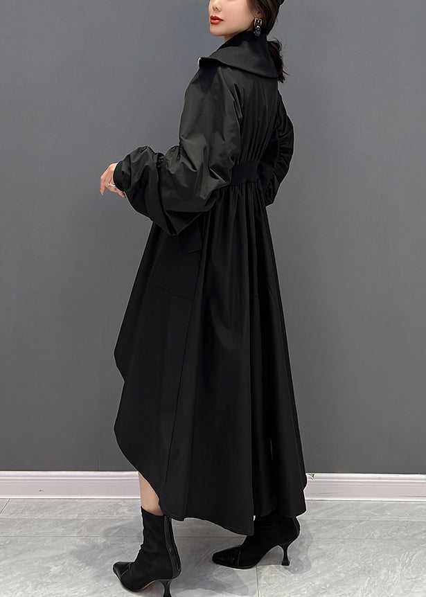 Black Turtleneck Tunic Low High Design Maxi Dresses Fall