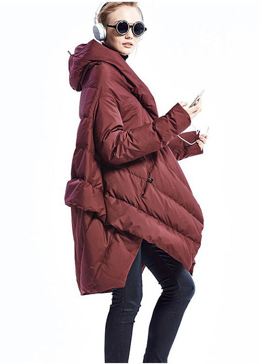 Black fashion Cloak asymmetrical design Thick Winter Duck Down Coat