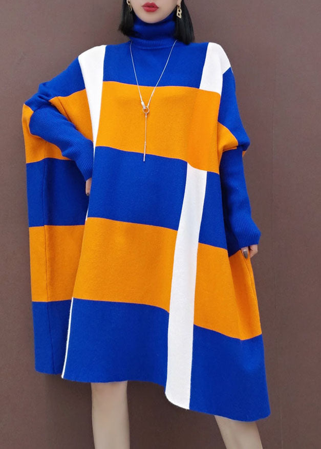 Robes en tricot orange bleu