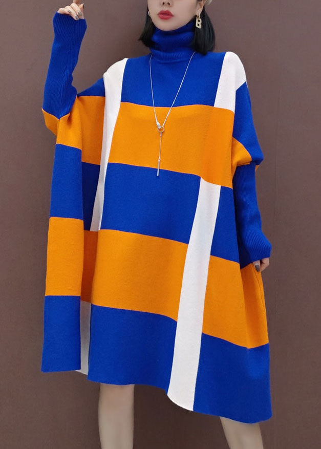 Robes en tricot orange bleu