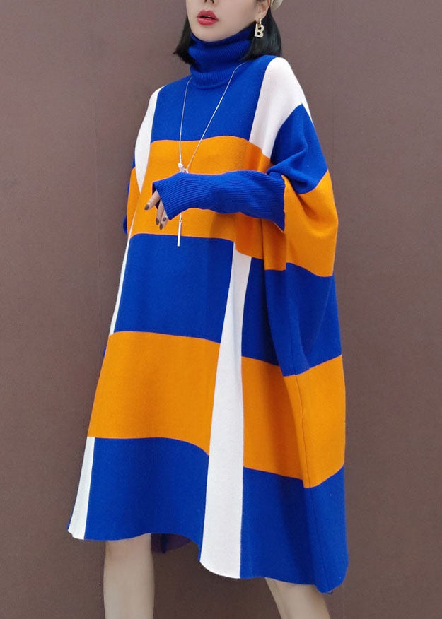 Robes en tricot orange bleu