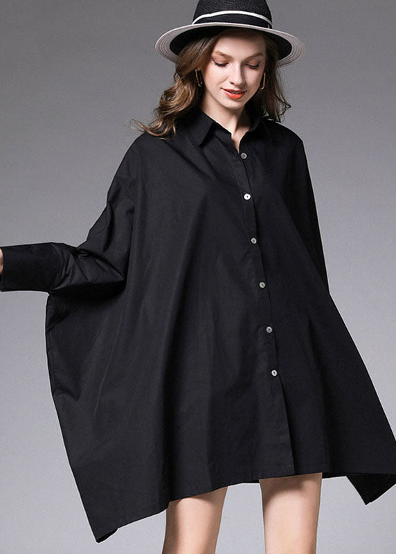 Bohemian Black Peter Pan Collar Batwing Sleeve Button Blouse Blouse Fall Fall