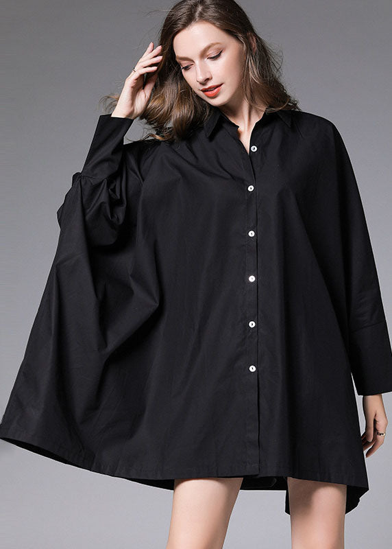 Bohemian Black Peter Pan Collar Batwing Sleeve Button Blouse Blouse Fall Fall