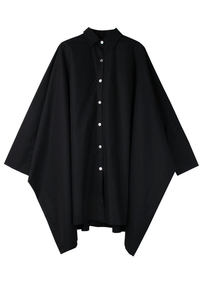 Bohemian Black Peter Pan Collar Batwing Sleeve Button Blouse Blouse Fall Fall