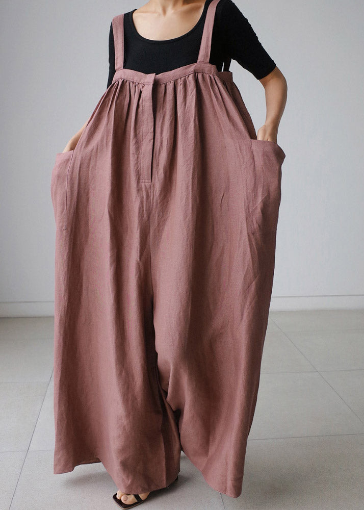 Bohemian Brown Slash Neck Pockets Pantalons de combinaison Summer