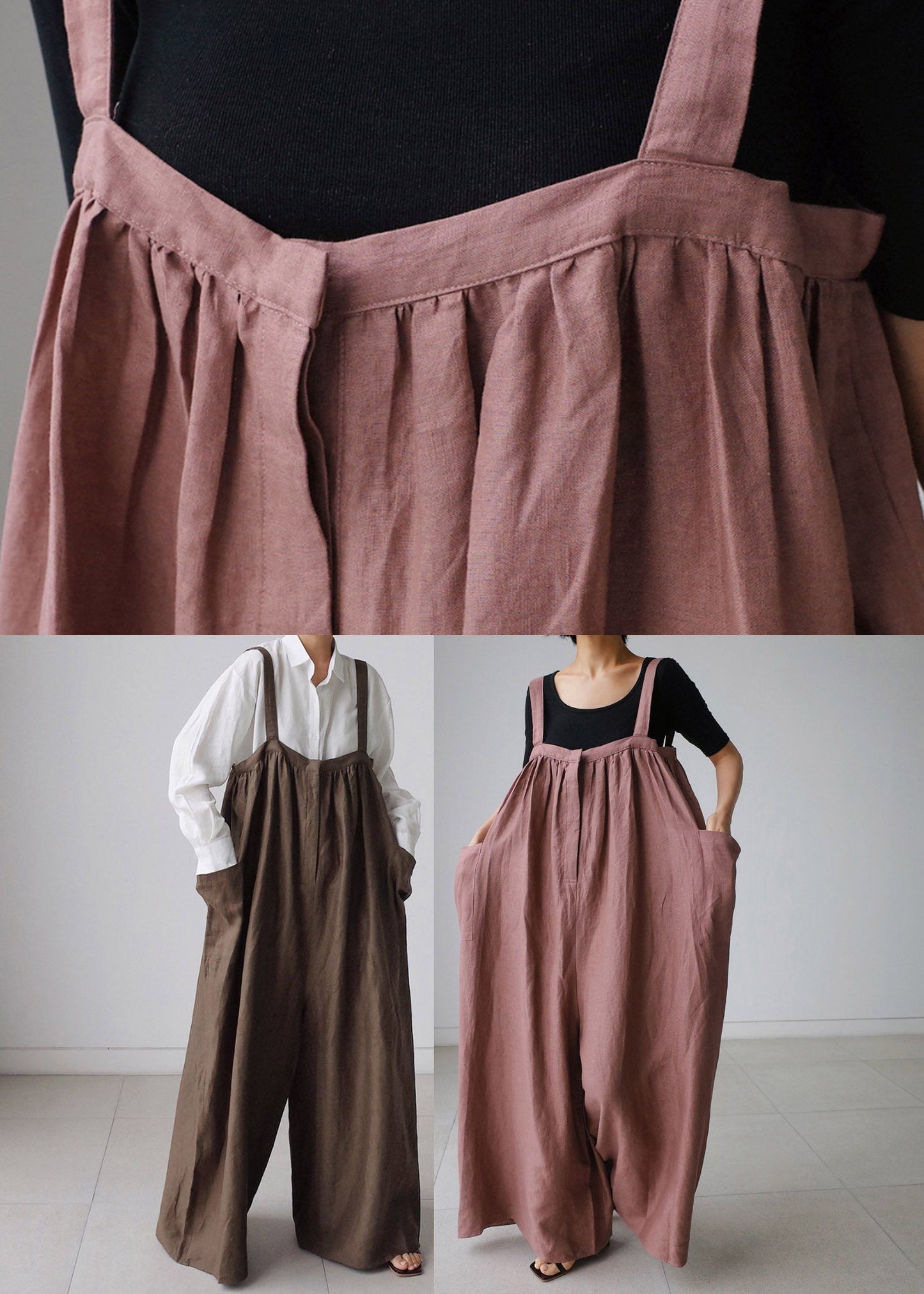 Bohemian Brown Slash Neck Pockets Pantalons de combinaison Summer