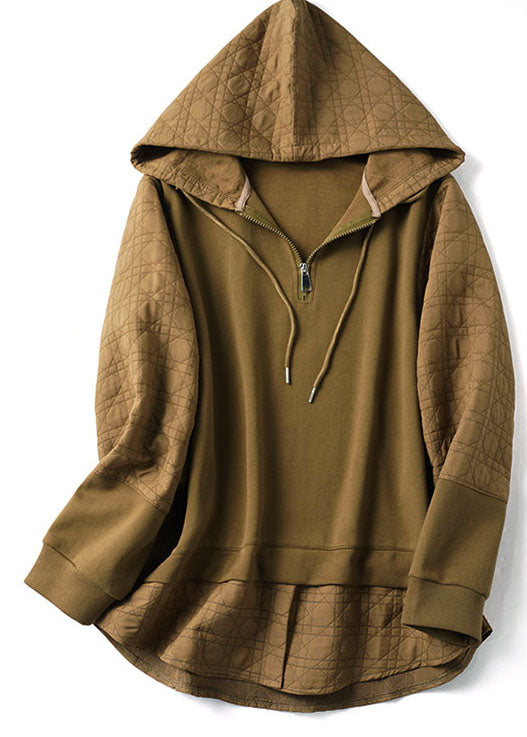 Bohème Chocolate Hooded Patchwork Cotton Faux Sweatshirts en deux pièces Hiver Hiver