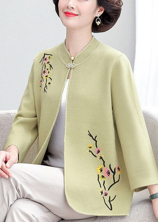 Bohemian Green Stand Collar Broideried Woolen Fall Fall Fall