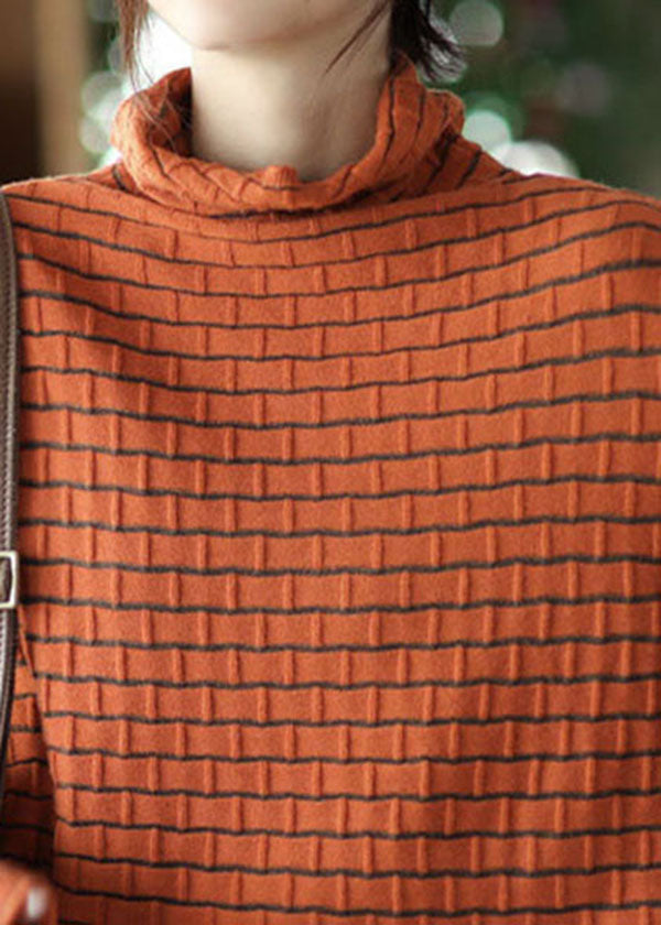 Bohemian Orange Turtle Neck rayé Pullaires hivernaux