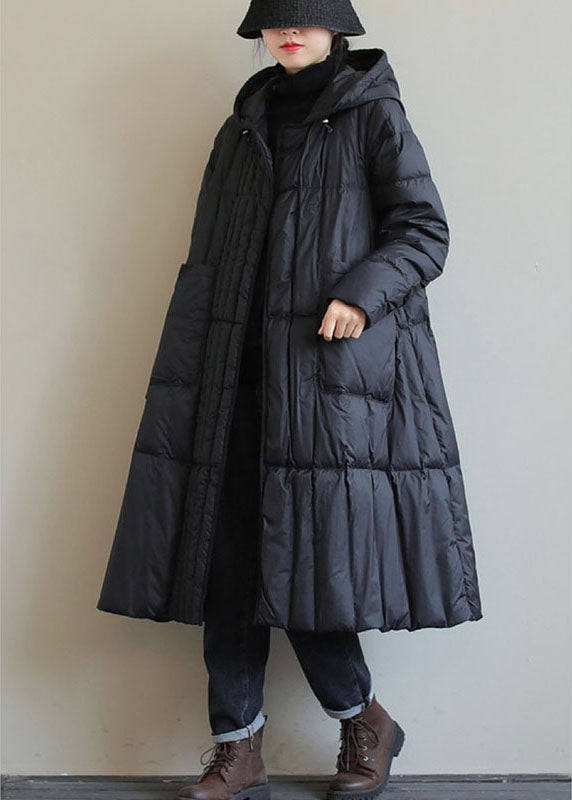 Boho Black Fashion Loose Pockets Hiver Down Coat