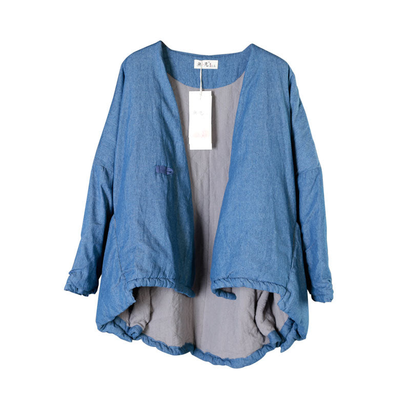 Boho Blue V Neck Pockets