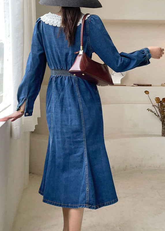 Boho Boho Blue Slim Fit Button Robe en jean Spring