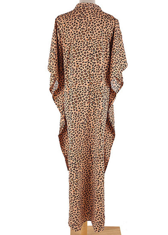 Boho Leopard V Neck Print Long Holiday Robe Summer