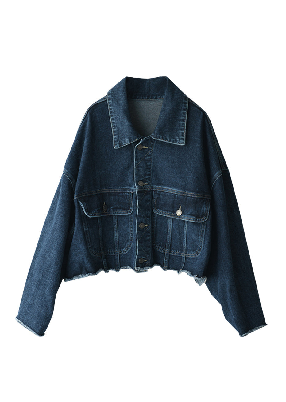 Boutique bleue Peter Pan Collar bouton de coton-coucher en denim tout