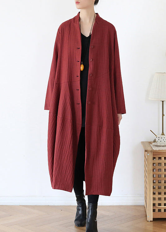 Trench-codes en lin bouton rouge rouge Brick Red