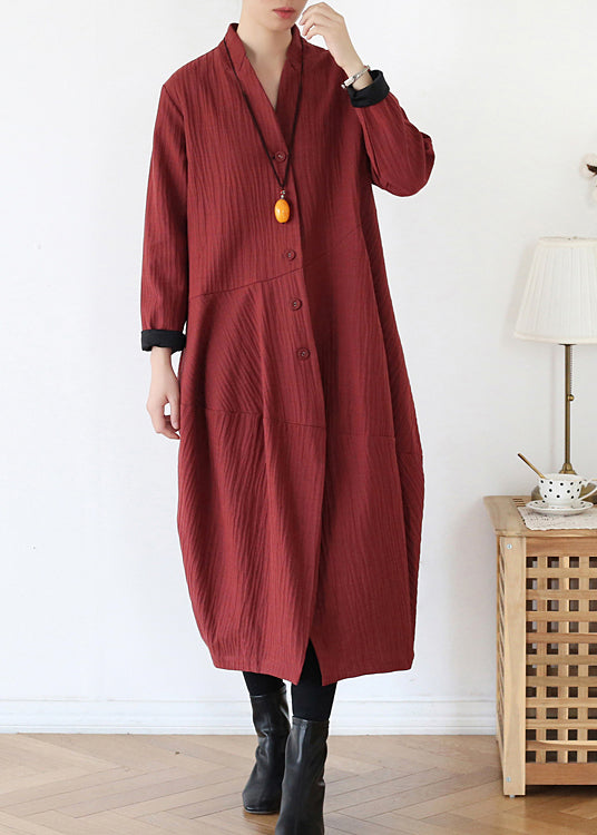 Trench-codes en lin bouton rouge rouge Brick Red