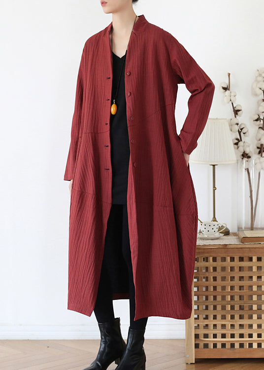 Trench-codes en lin bouton rouge rouge Brick Red