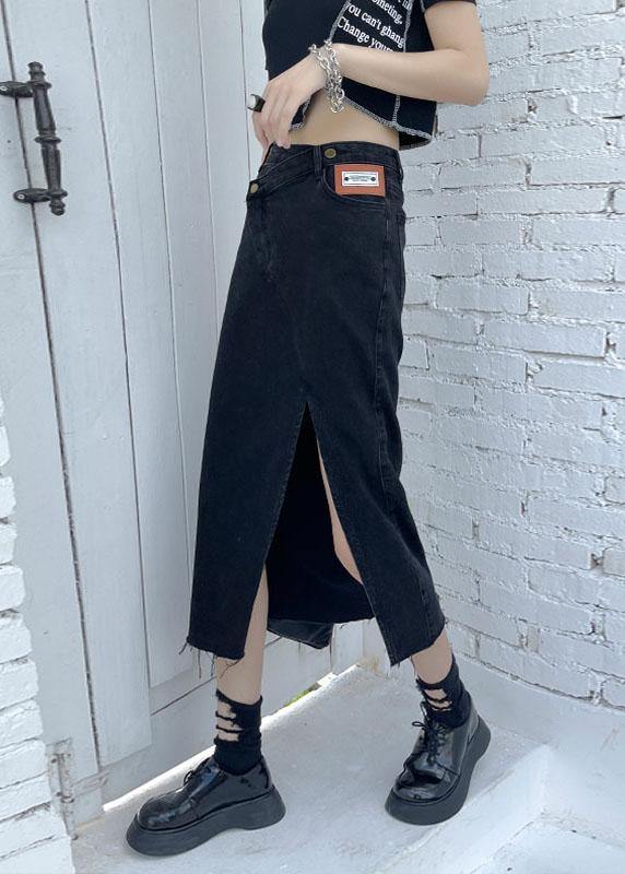 Casual Black Summer High Waist Denim Casual Skirts - SooLinen