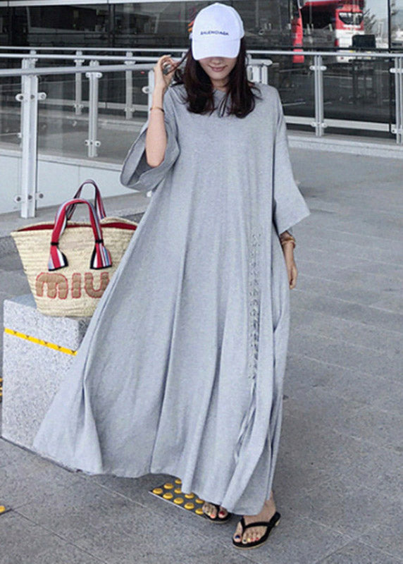 Robe en coton asymétrique gris décontractée