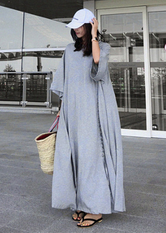 Robe en coton asymétrique gris décontractée