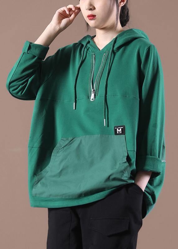 Chic Green Casual Loose Sweatshirts Top - SooLinen