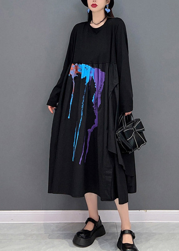 Patchwork Asymétrique Patchwork Asymétrique Black Off Black Robes longues à manches longues