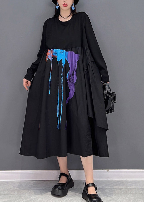 Patchwork Asymétrique Patchwork Asymétrique Black Off Black Robes longues à manches longues