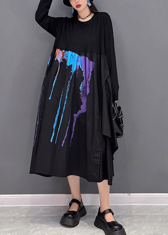 Patchwork Asymétrique Patchwork Asymétrique Black Off Black Robes longues à manches longues