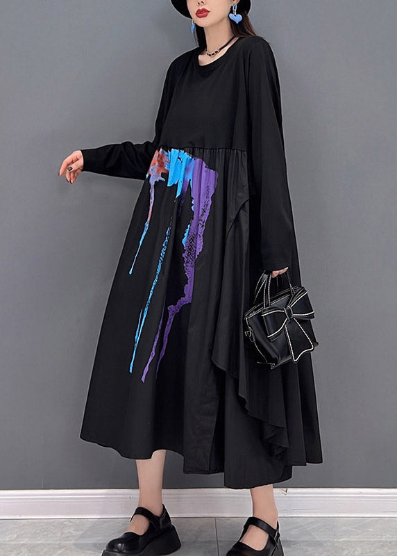 Patchwork Asymétrique Patchwork Asymétrique Black Off Black Robes longues à manches longues