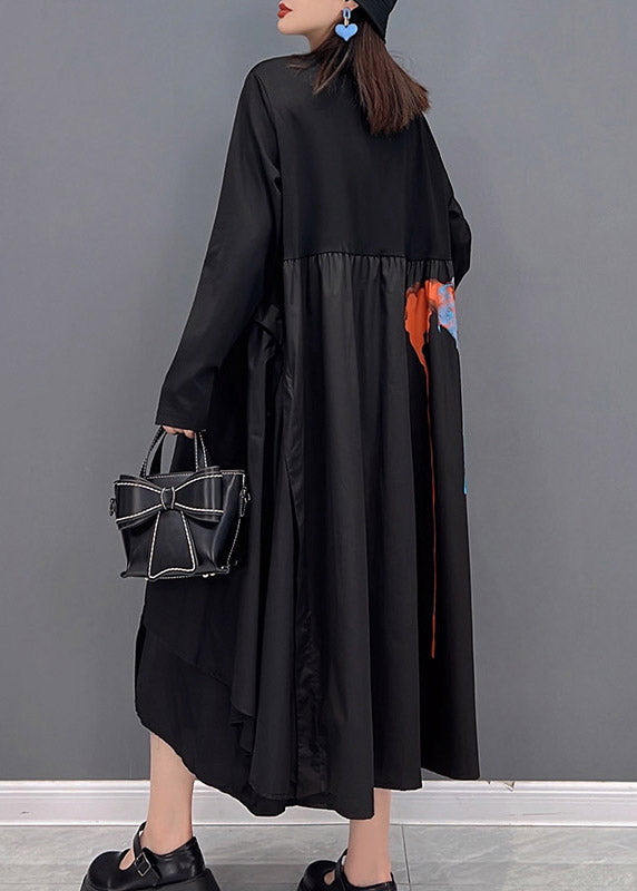 Patchwork Asymétrique Patchwork Asymétrique Black Off Black Robes longues à manches longues