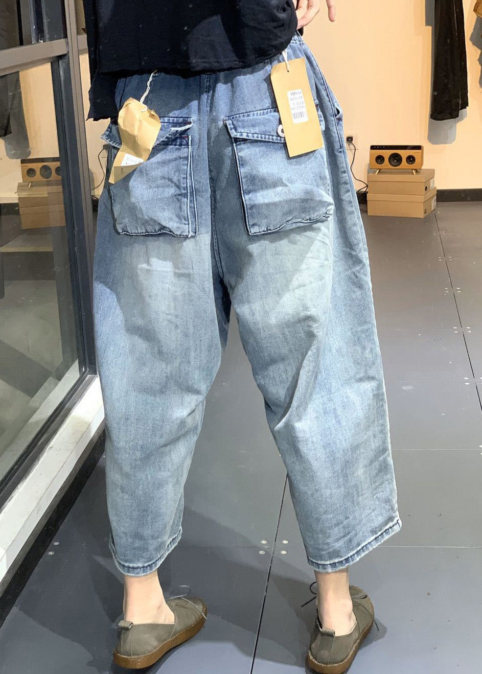 Pantalon de radoue de la taille haute taille de la taille en denim