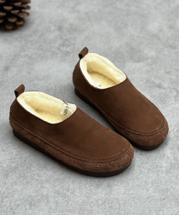 Flats de chocolat Coue Coue Casual Fuzzy Wool plates