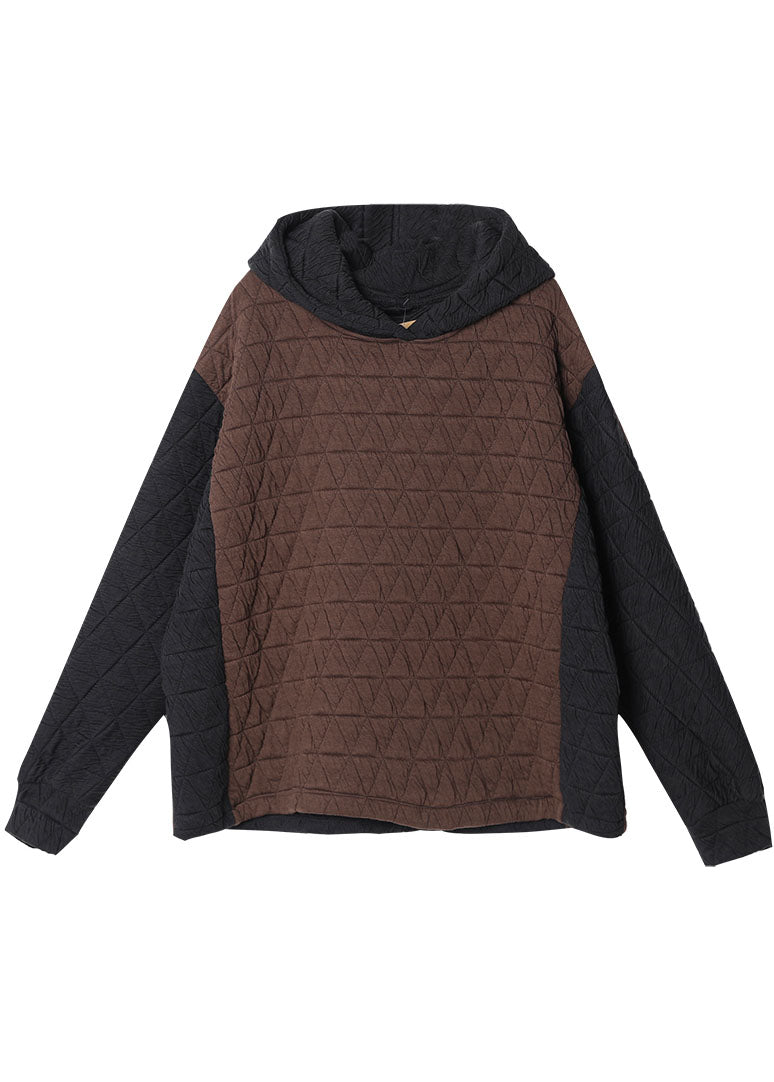 Chocolat Patchwork Fine coton rempli de sweat-shirt hiver