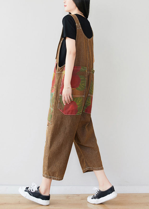 Pantalon de combinaison à imprimé patchwork au chocolat