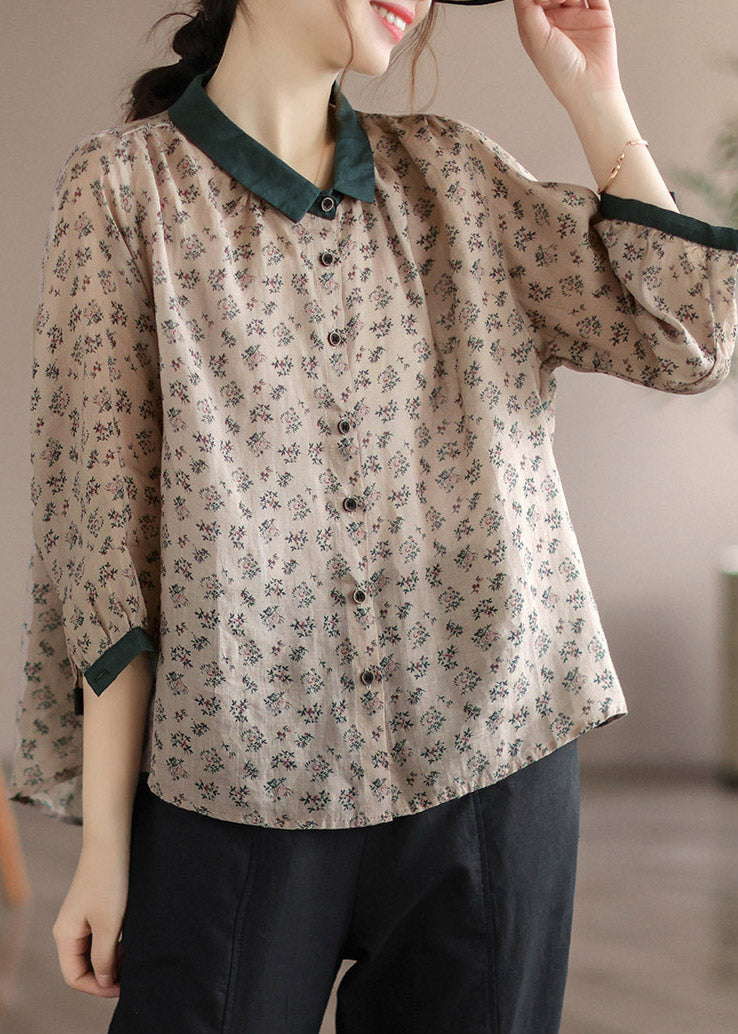 Chocolate Peter Pan Collar Button Linn Shirt Long Manneve