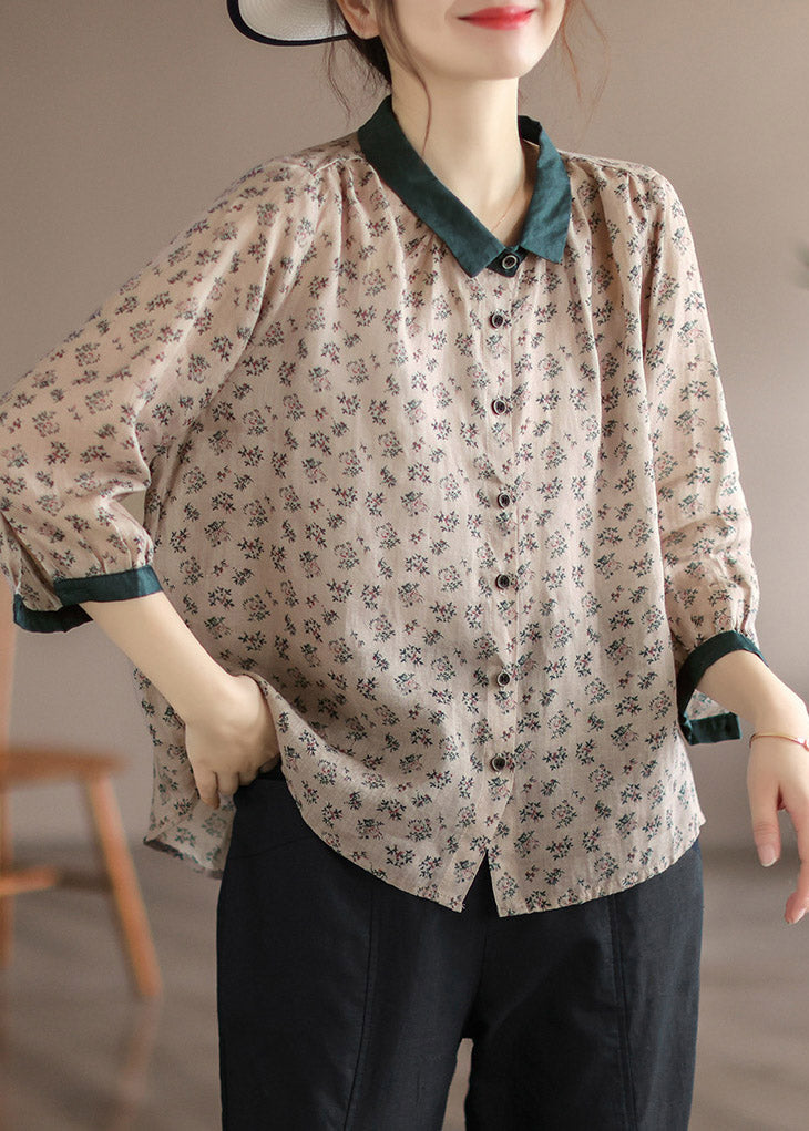 Chocolate Peter Pan Collar Button Linn Shirt Long Manneve