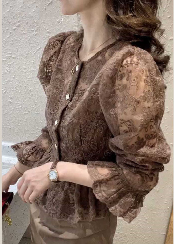 Chocolate Women Lace Coat Spaghetti Strap Top Det deux morceaux