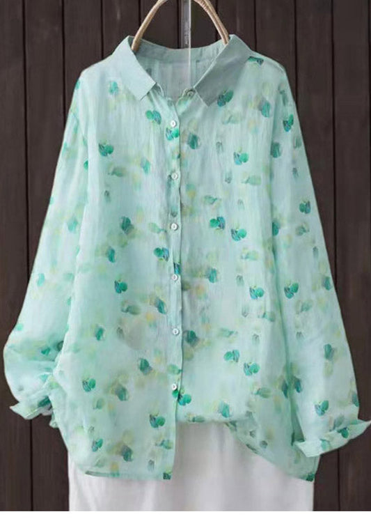 Mignon vert clair Peter Pan Collar Shirt Tops