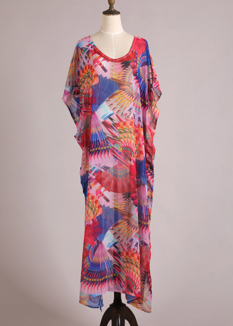 Mignon Print Side Open Murffon Long Beach Robes Summer