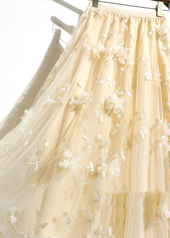 DIY APRICOT BROIRIED FLORAL TULLE A LINE JOURTS SUMBRE