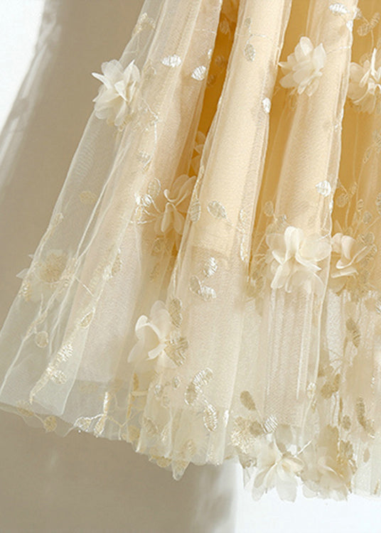 DIY APRICOT BROIRIED FLORAL TULLE A LINE JOURTS SUMBRE