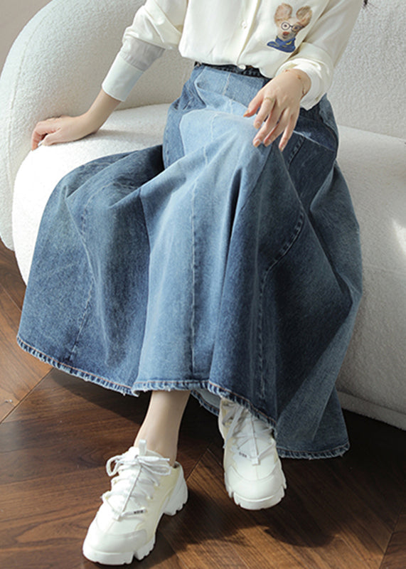 DIY Blue haute taille à la taille du denim Une ligne de ligne tombe