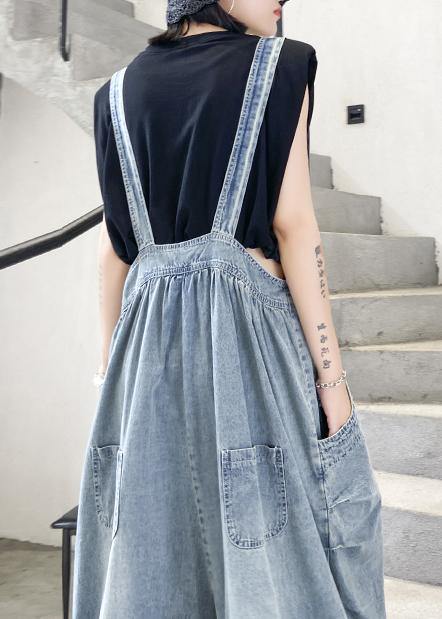 Denim blue overalls new summer thin casual one-piece pants - SooLinen