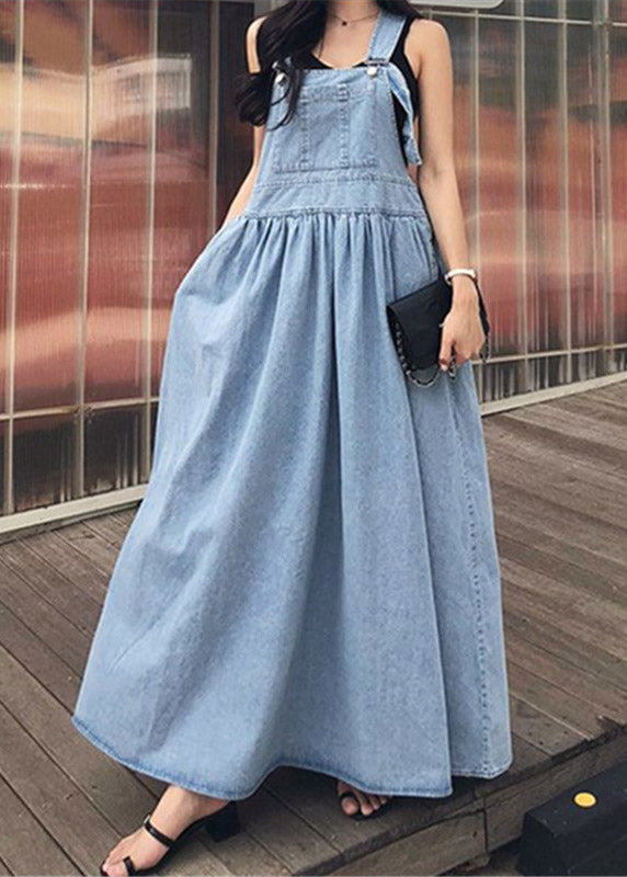 DIY Blue Slash Neck Pockets Robe Denim Spoul