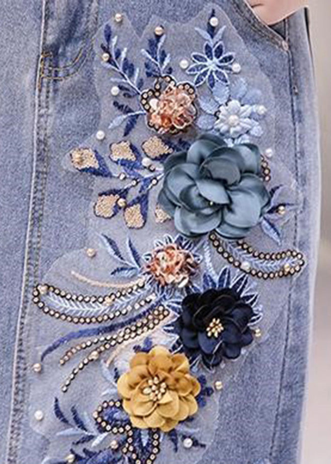 Élégant Blue asymétrique patchwork Patchwork Pattel Hole Denim jupes Summer